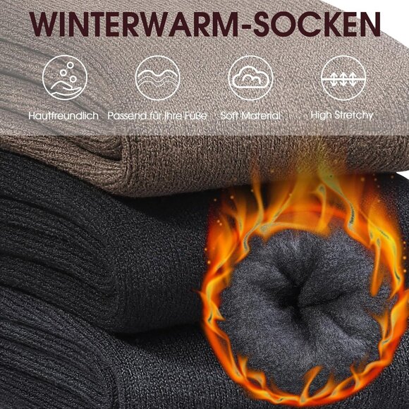 3 Pairs Thermal Socks for Men 6-13, Thick Warm Winter Outdoors Hiking Socks Mens - Picture 2 of 6